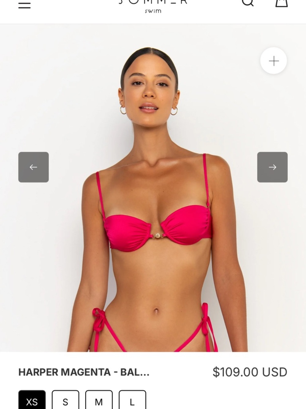 Sommer Swim Harper Magenta Balconette Bikini Top